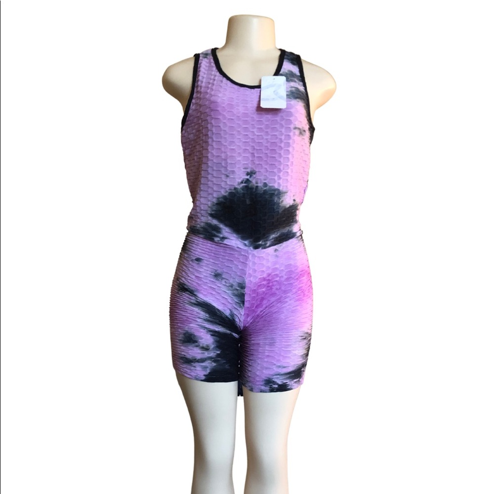 🌸 Purple/Black 1 Piece Tie Dye Body Suit 🌸